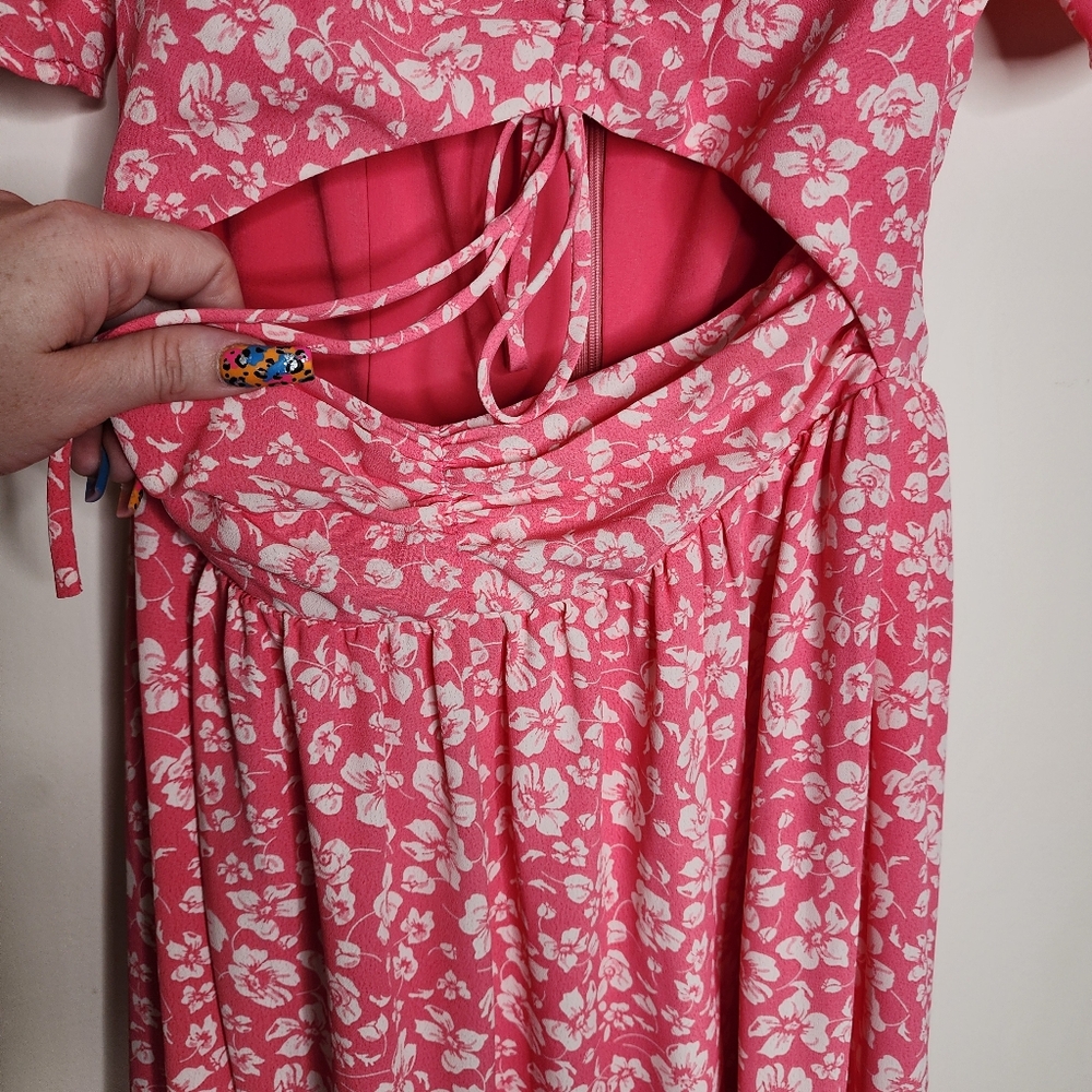 Wayf Pink Floral Cut Out Maxi Dress Small Spring Vibes Coquette Garden Party - Picture 5 of 15